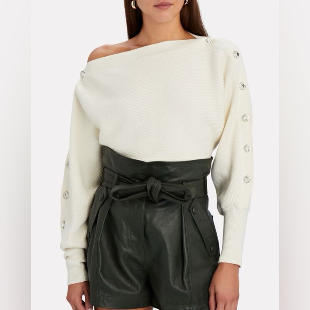 INTERMIX Breanne Cotton-Cashmere Sweater in Ivory Oversized Fit size Small
